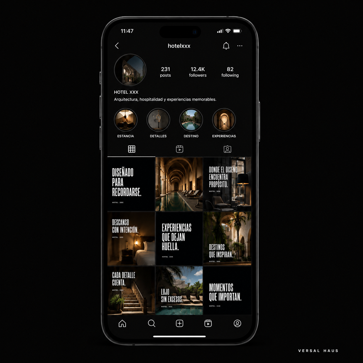 Feed de Instagram gestionado por Versal Haus